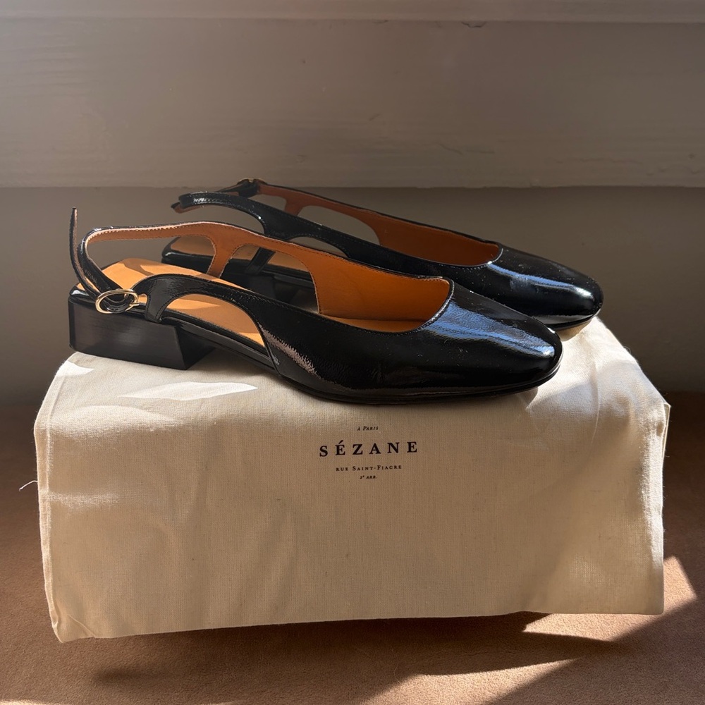 Sezane Livie Babies Patent Black - Size 7 (38)